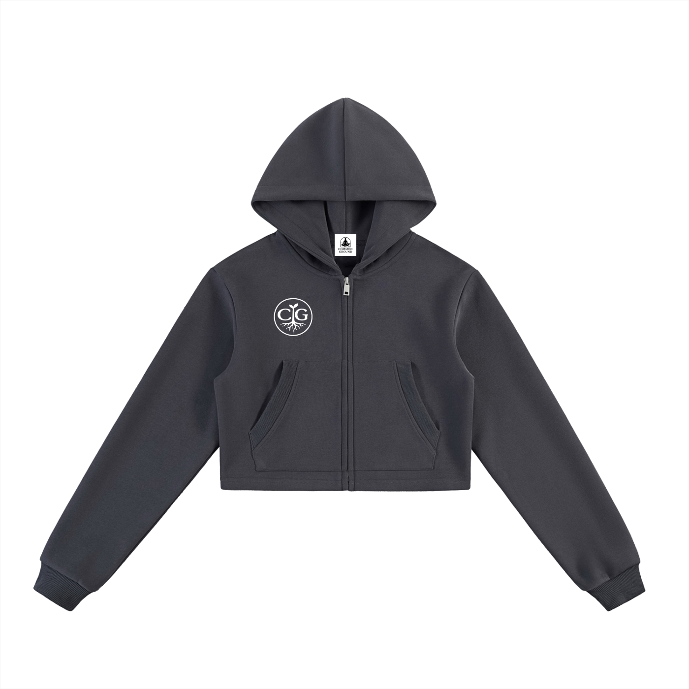 Essential Cropped Zip-Up Hoodie