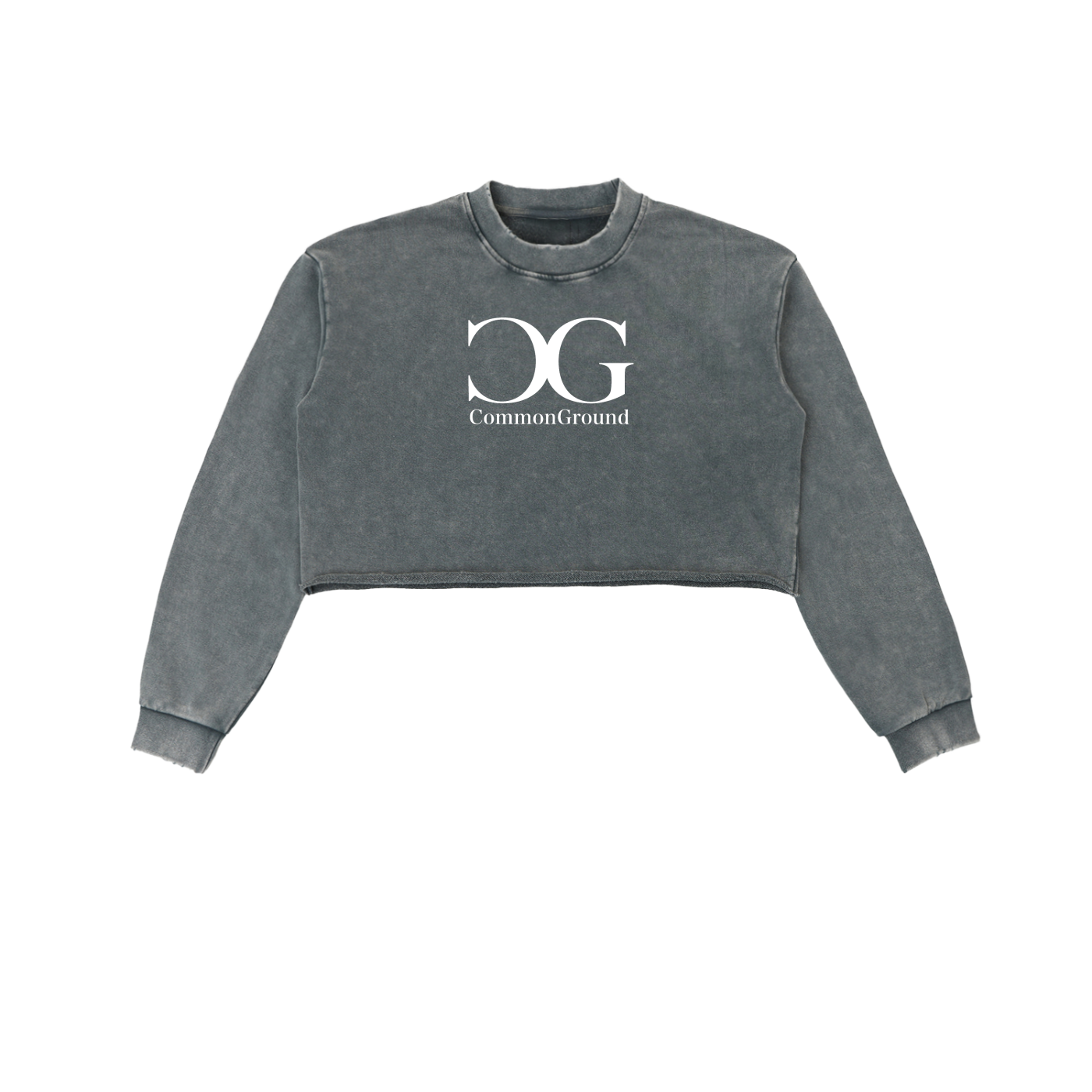 Snow Washed Raw Edge Cropped Sweatshirt