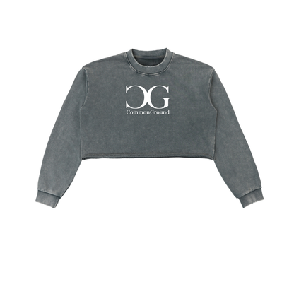 Snow Washed Raw Edge Cropped Sweatshirt
