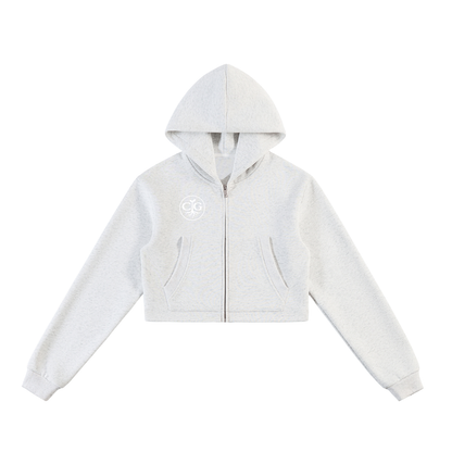 Essential Cropped Zip-Up Hoodie