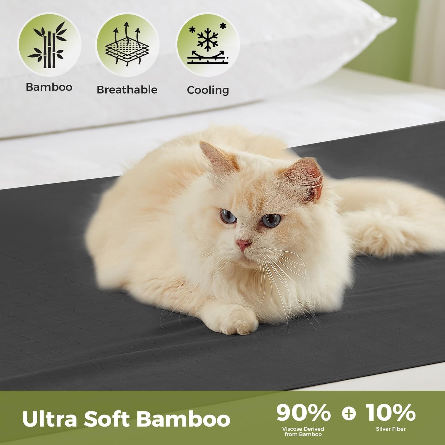 Grounding Sheets for All Mattress Sizes, 90% Viscose Derived from Bamboo 10% Silver Fiber Grounding Mat for Bed Grounded Sheets Earth Mat Pad for Queen Cal King Twin XL Full 104"x24" (Black)