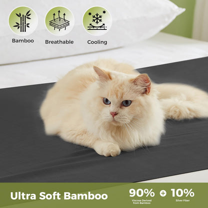 Grounding Sheets for All Mattress Sizes, 90% Viscose Derived from Bamboo 10% Silver Fiber Grounding Mat for Bed Grounded Sheets Earth Mat Pad for Queen Cal King Twin XL Full 104"x24" (Black)