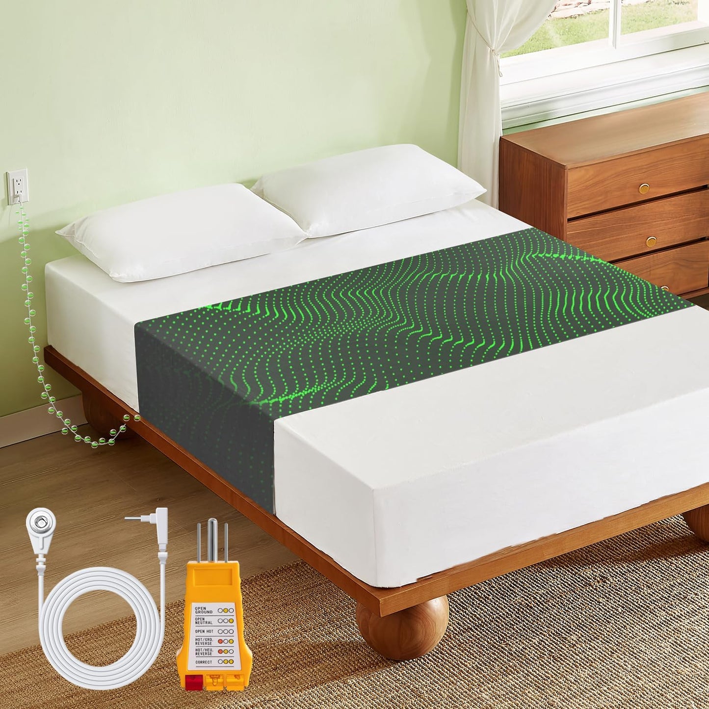 Grounding Sheets for All Mattress Sizes, 90% Viscose Derived from Bamboo 10% Silver Fiber Grounding Mat for Bed Grounded Sheets Earth Mat Pad for Queen Cal King Twin XL Full 104"x24" (Black)