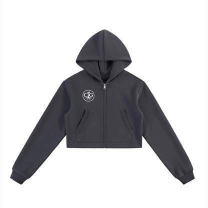 Essential Cropped Zip-Up Hoodie